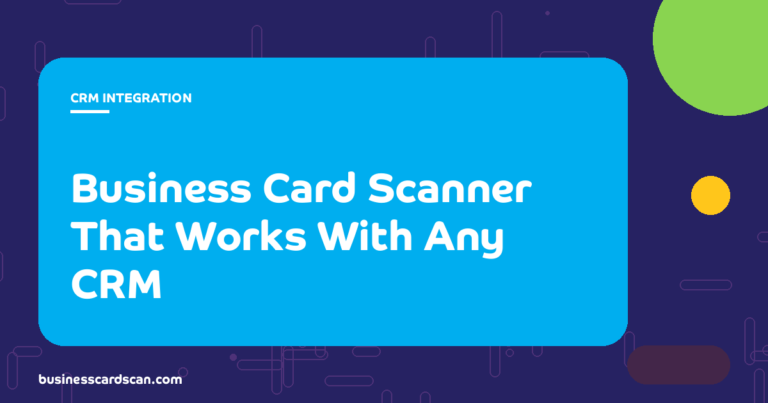 Multiple CRM logos with a business card scanner at the centre