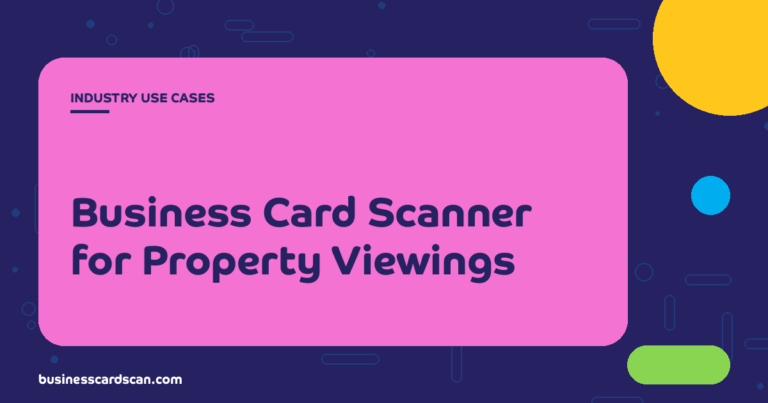 Estate agent scanning a visitor's business card at a property viewing