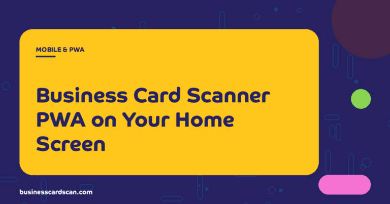 Phone home screen showing a business card scanner PWA icon