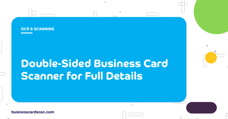 Business card scanner capturing both front and back of a card