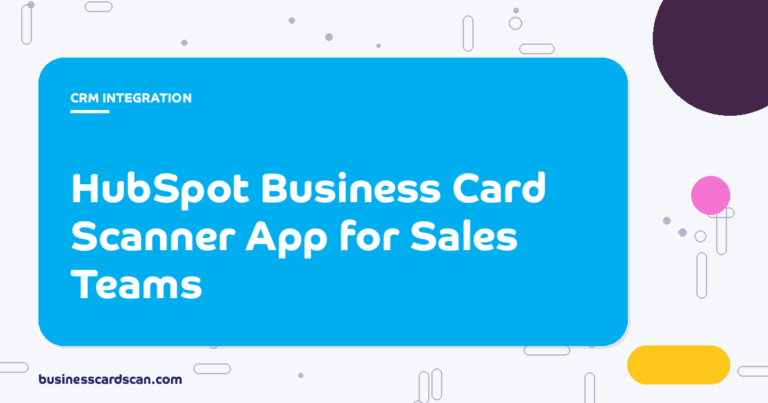 HubSpot CRM showing a new contact created from a business card scan