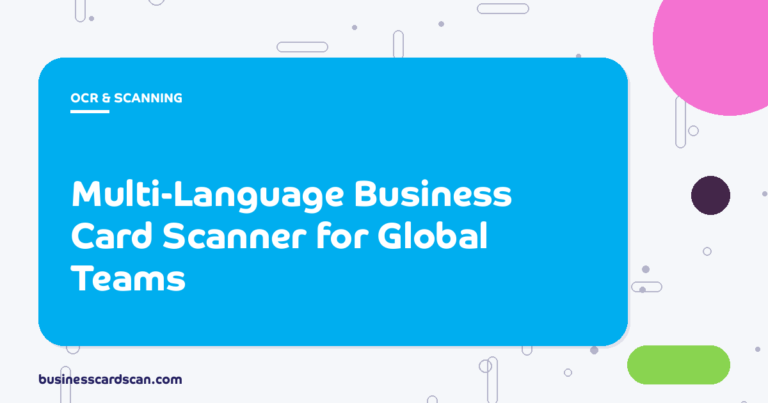 Business card scanner reading cards in English, Japanese and Chinese