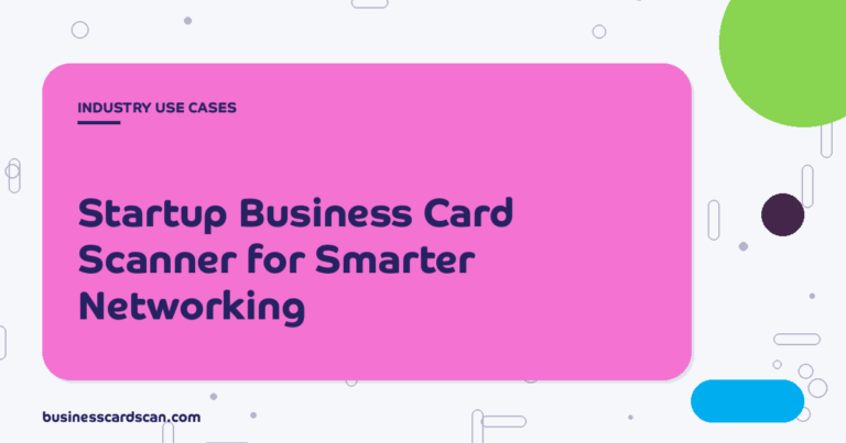 Startup founder scanning business cards at a networking event